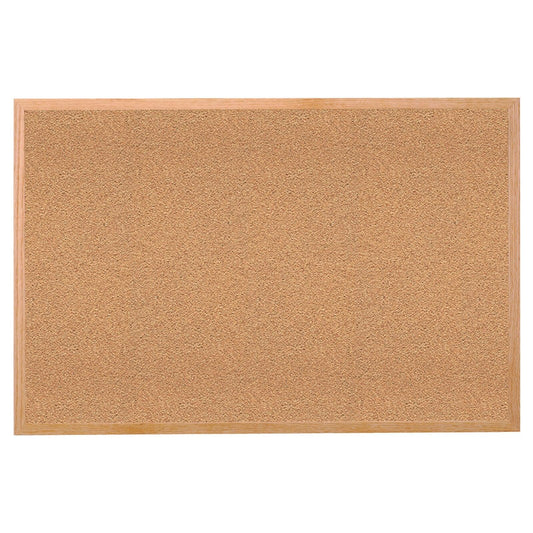 Natural Cork Bulletin Board with Wood Frame, 2'H x 3'W - Loomini
