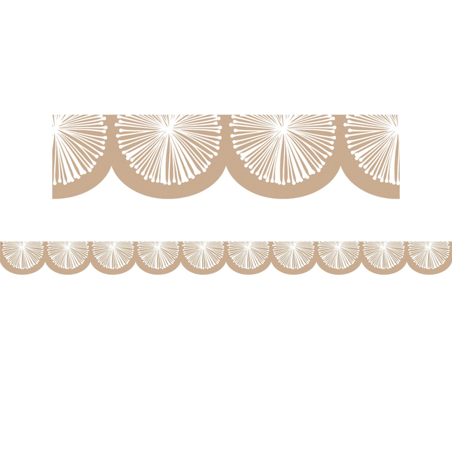 Natural Poms Scalloped Die-Cut Border Trim, 35 Feet Per Pack, 6 Packs - Loomini