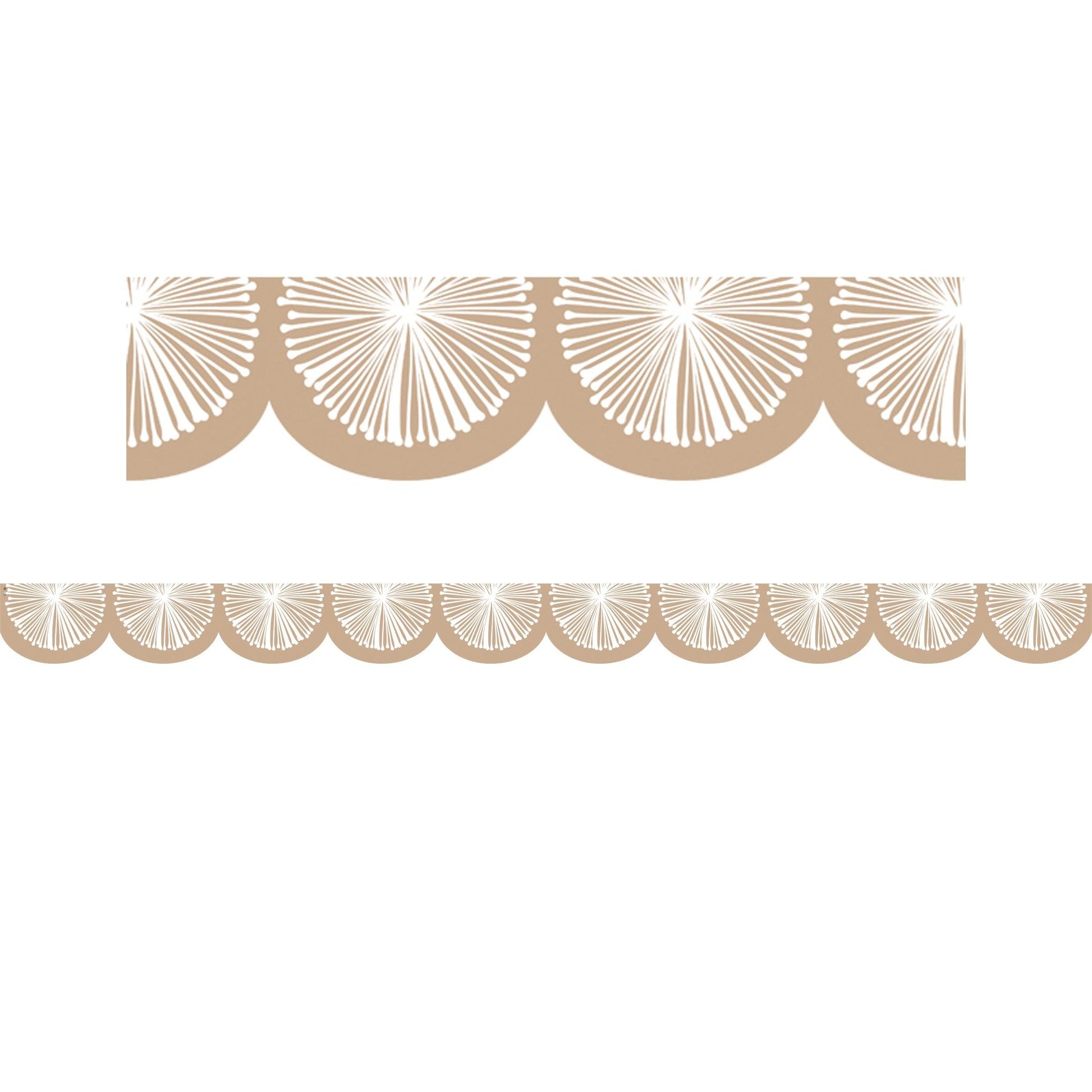 Natural Poms Scalloped Die-Cut Border Trim, 35 Feet Per Pack, 6 Packs - Loomini