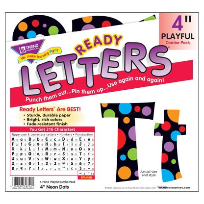 Neon Dots 4" Playful Combo Ready Letters®, 3 Packs - Loomini