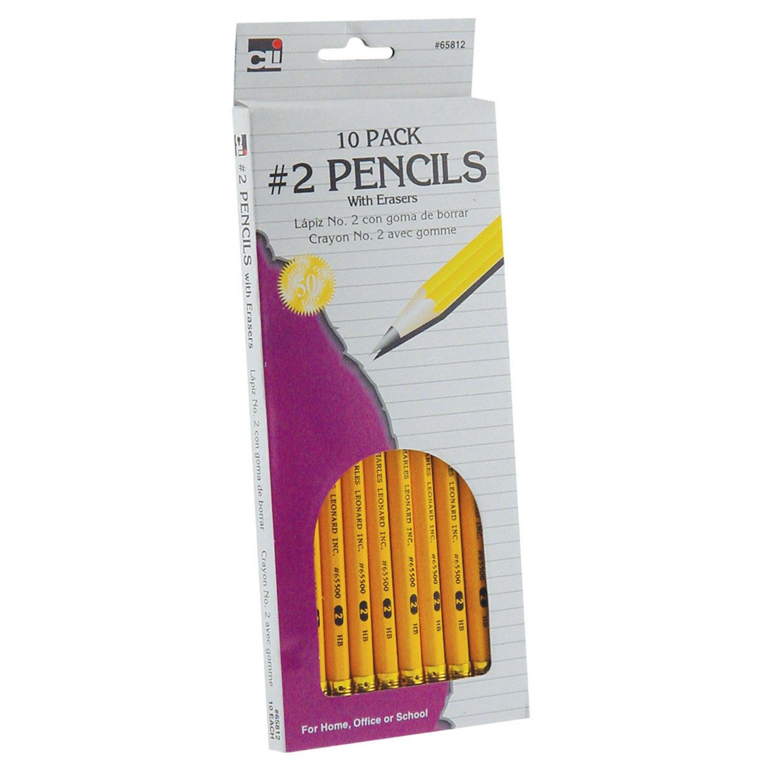 No. 2 Pencil with Eraser, 10 Per Pack, 24 Packs - Loomini