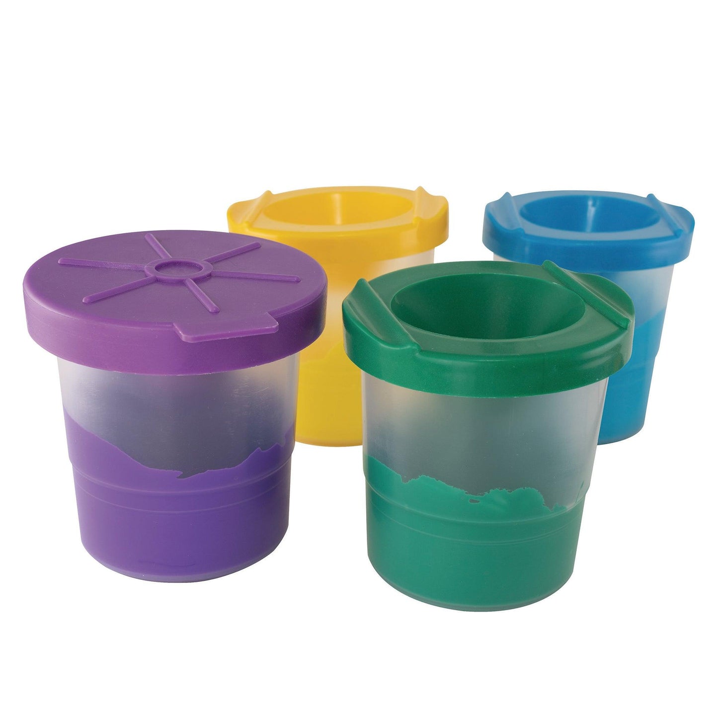 No-Spill Round Paint Cups with Colored Lids, 3" Dia., 10 Per Pack, 2 Packs - Loomini