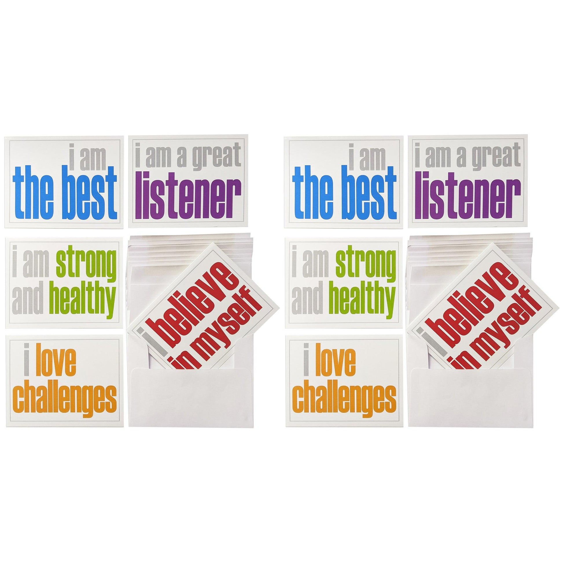 Note Cards with Envelope, Positivity Booster Set, 10 Per Set, 2 Sets - Loomini