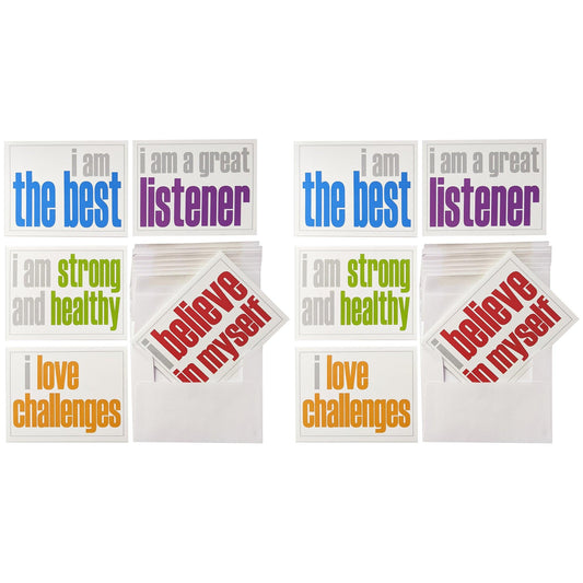 Note Cards with Envelope, Positivity Booster Set, 10 Per Set, 2 Sets - Loomini
