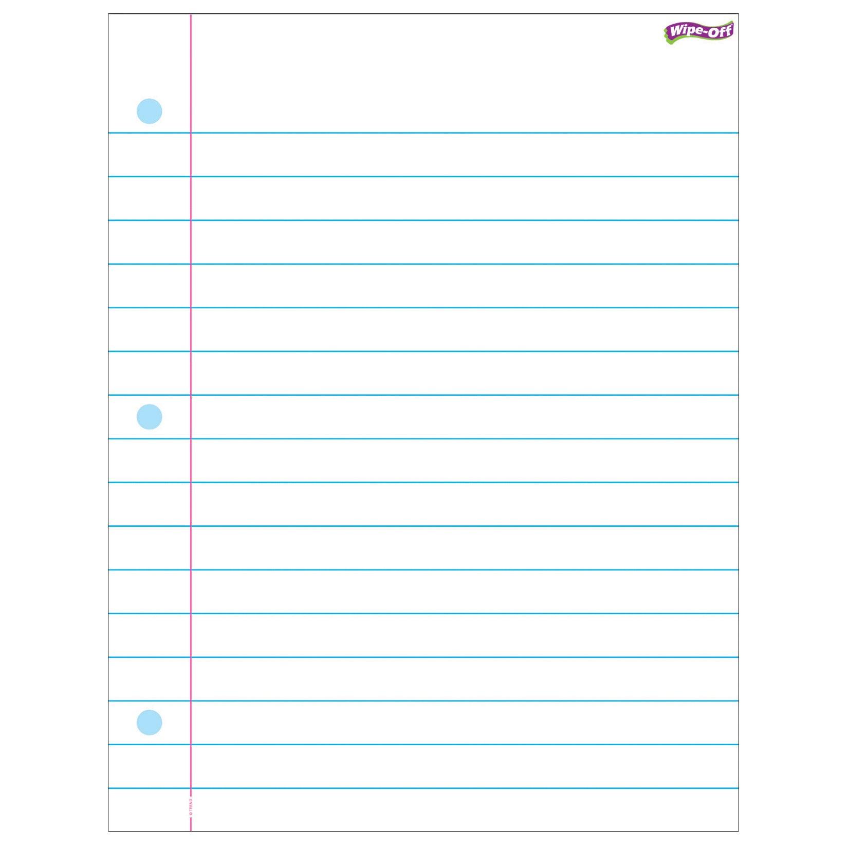 Notebook Paper Wipe-Off® Chart, 17" x 22", Pack of 6 - Loomini