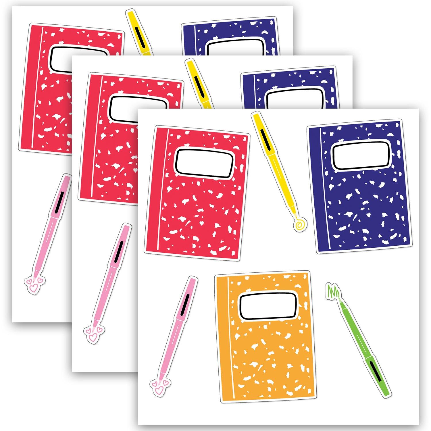 Notebooks and Pens Cut-Outs, 36 Per Pack, 3 Packs - Loomini