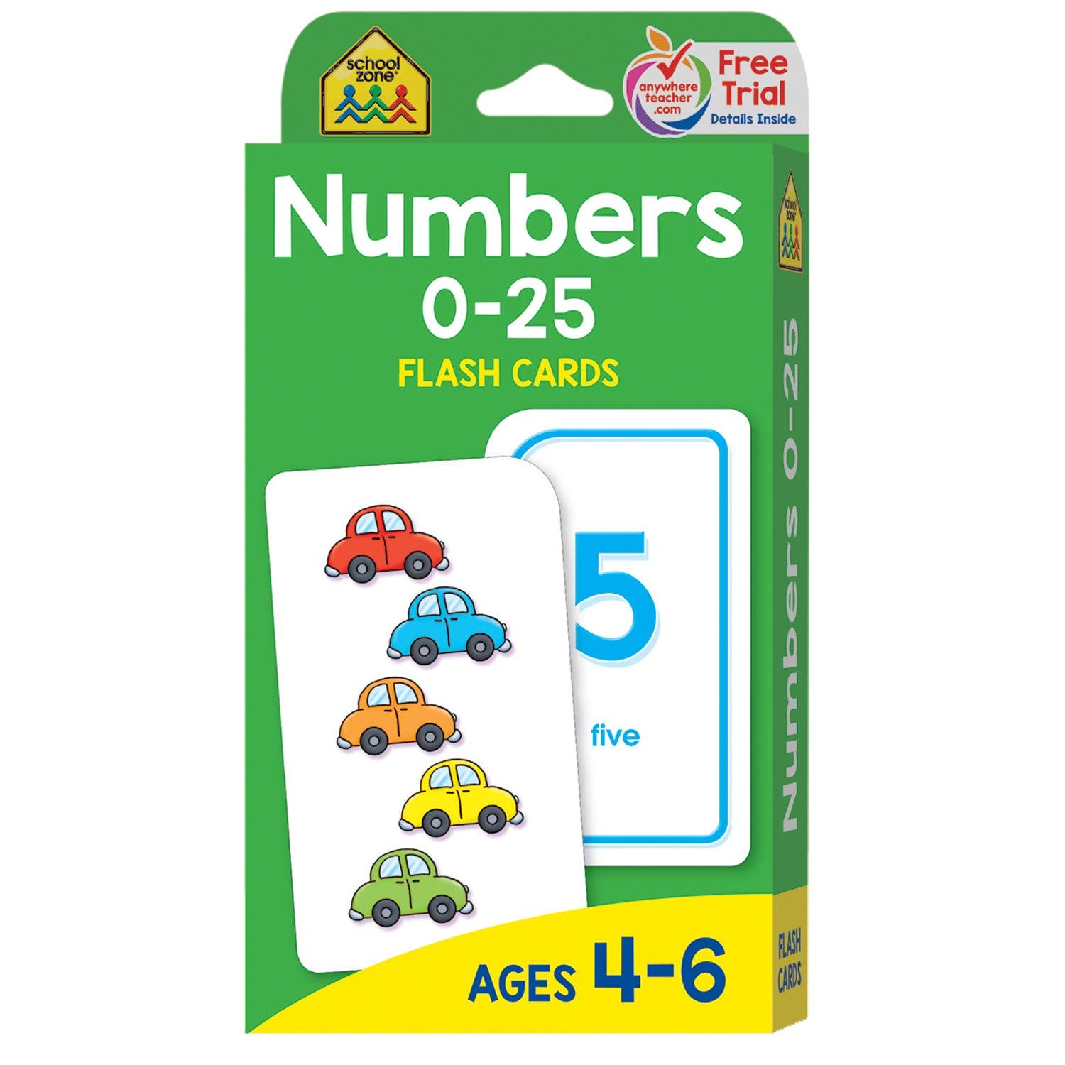 Numbers 0-25 Flash Cards, 6 Packs - Loomini