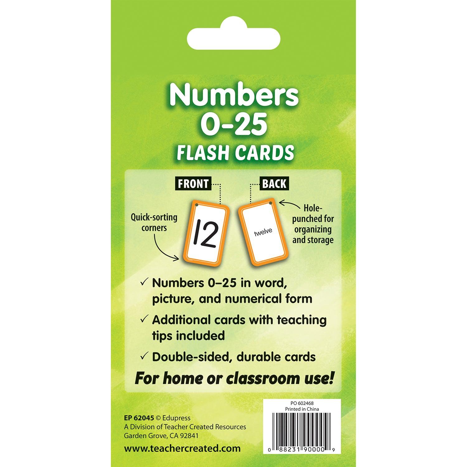 Numbers 0-25 Flash Cards, 6 Packs - Loomini