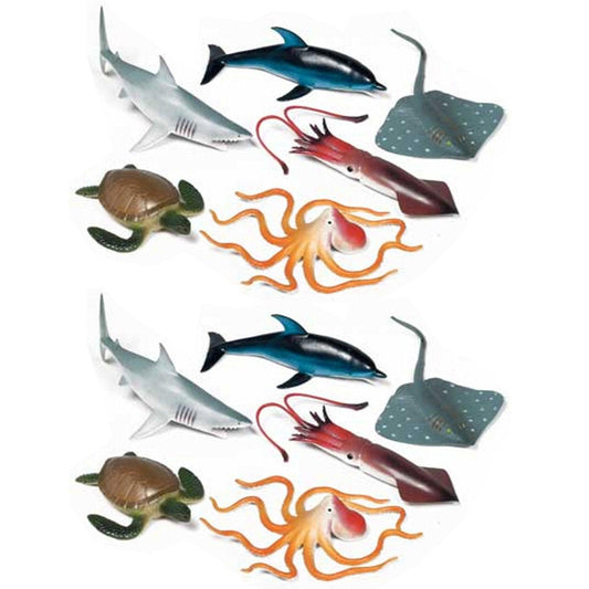 Ocean Animals Playset, 6 Per Set, 2 Sets - Loomini