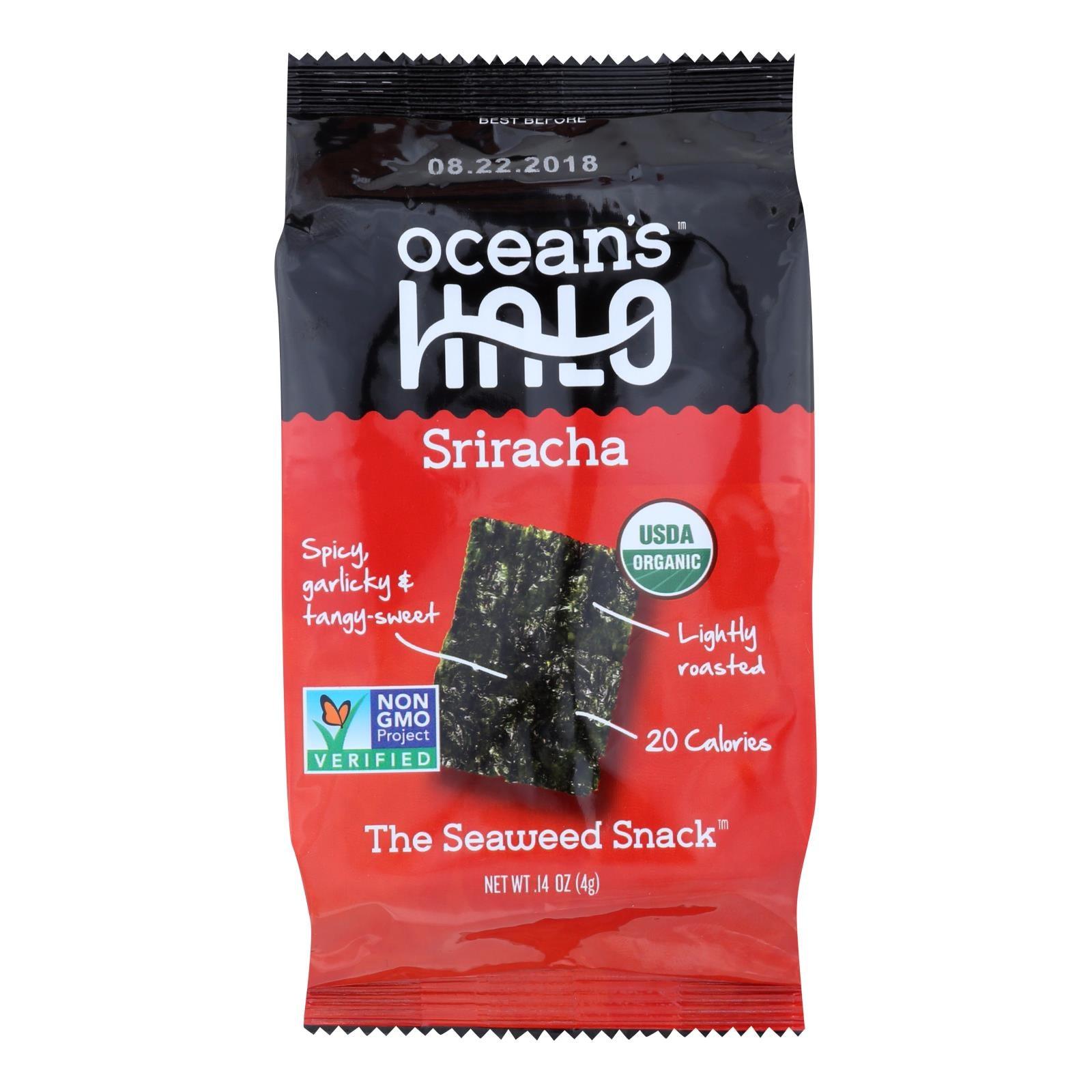Ocean's Halo Seaweed, Sriracha Snack - Case Of 12 - .14 Oz - Loomini