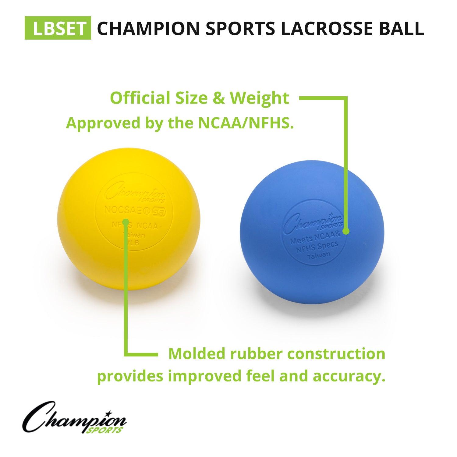 Official Lacrosse Ball Set, 6 Assorted Colors - Loomini