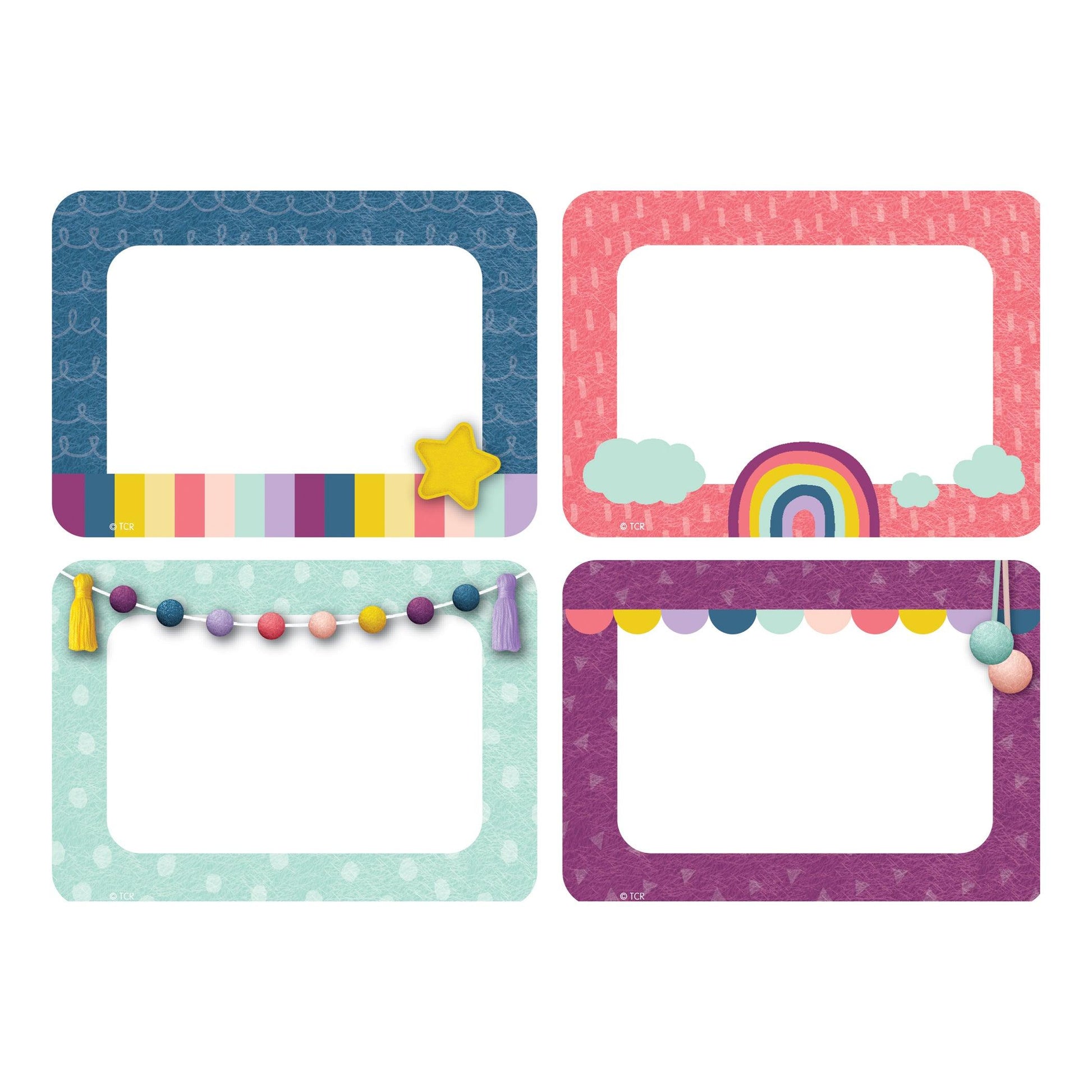 Oh Happy Day Name Tags/Labels - Multi-Pack, 36 Per Pack, 6 Packs - Loomini