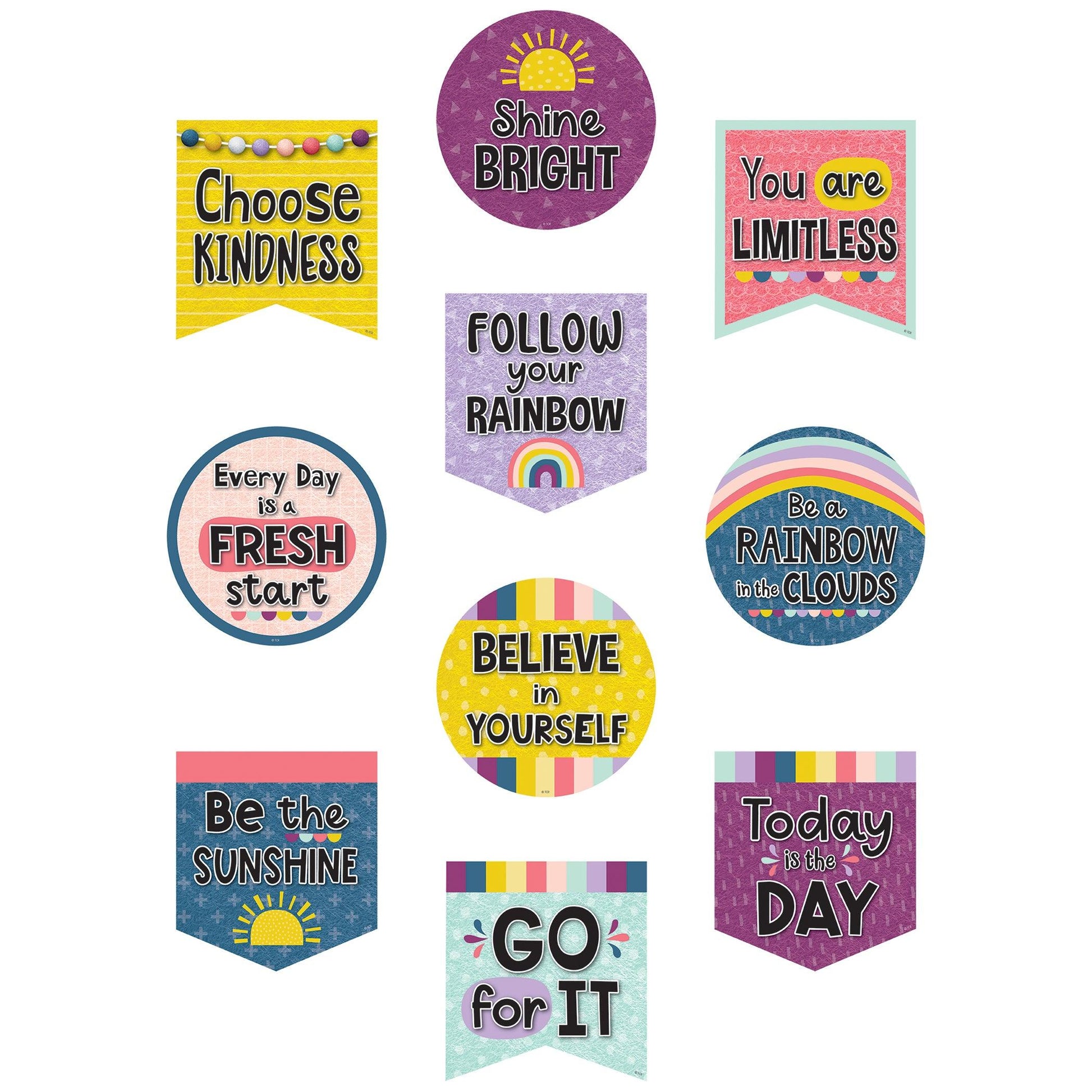 Oh Happy Day Positive Sayings Accents, 30 Per Pack, 3 Packs - Loomini