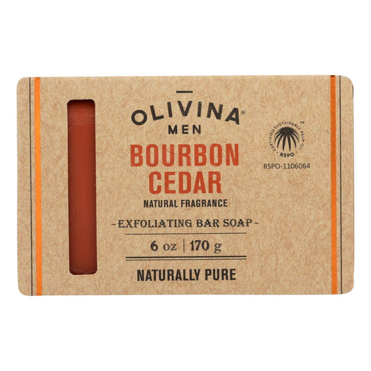 Olivina Men - Exfol Soap Bourbon Cedar - 1 Each - 6 Oz - Loomini