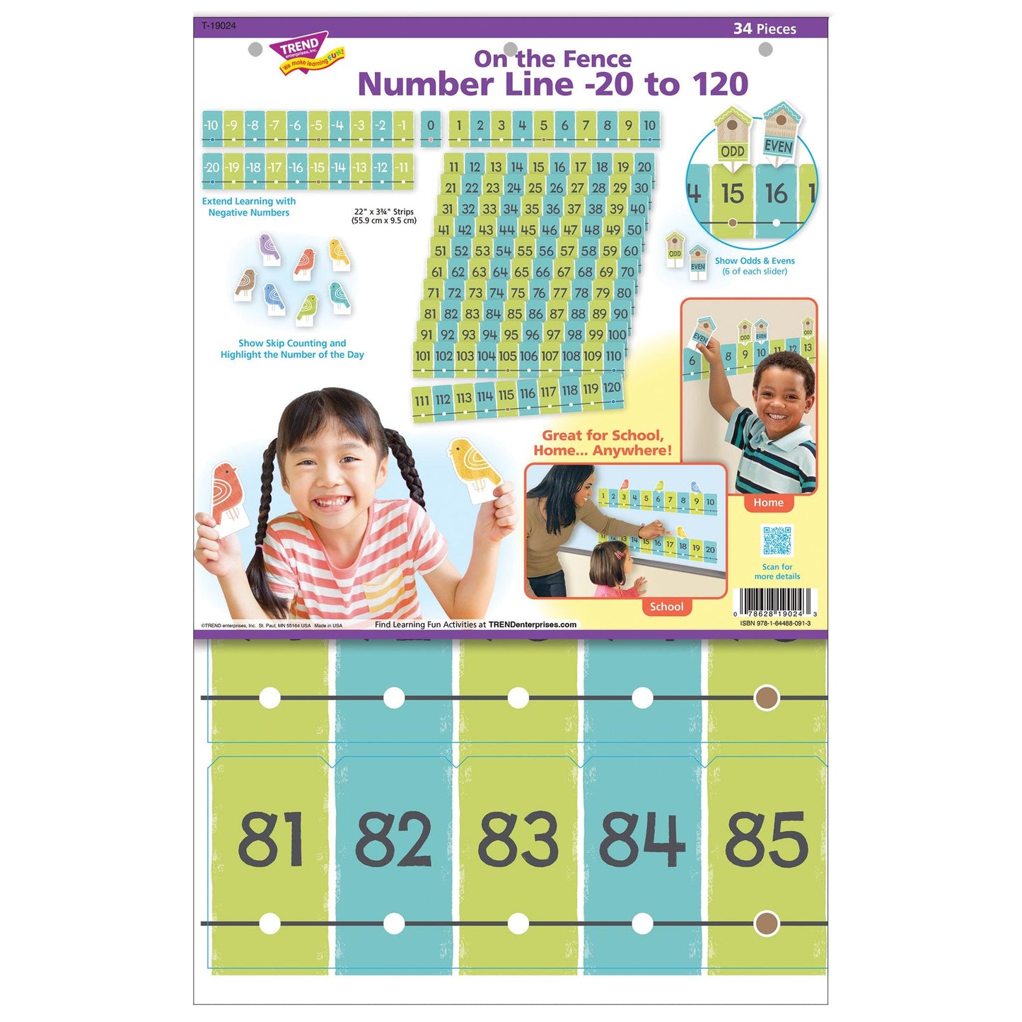 On the Fence Number Line -20 to 120 Learning Set, 2 Sets - Loomini