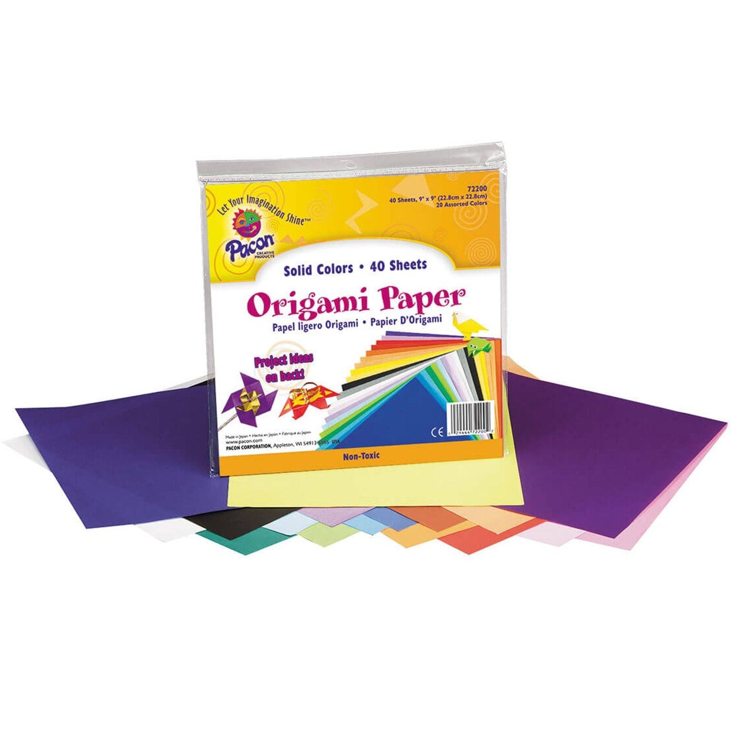 Origami Paper, Assorted Colors, 9" x 9", 40 Sheets Per pack, 2 Packs - Loomini