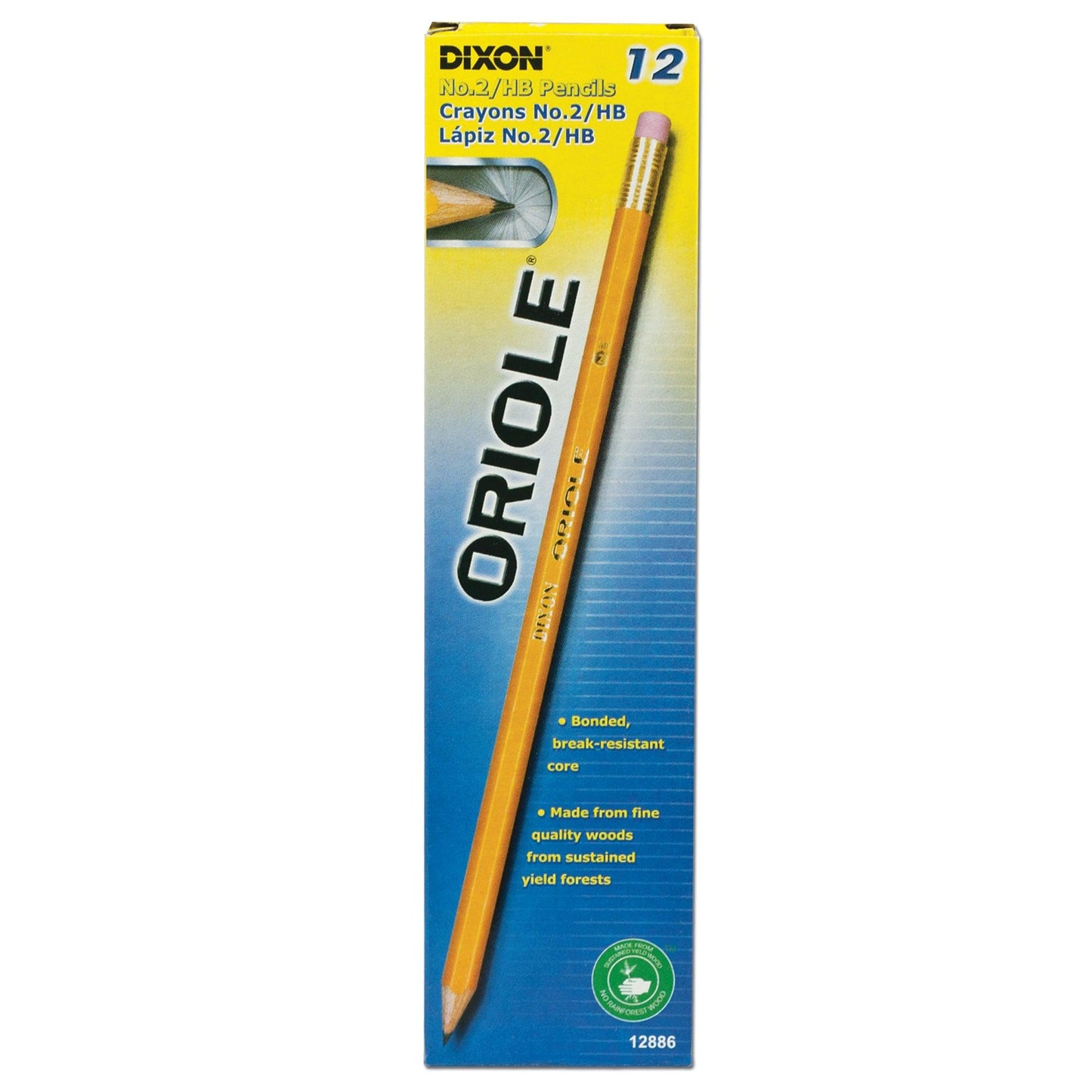 Oriole® Wood-Cased Pencils, #2 HB Soft, Pre-Sharpened, Yellow, 12 Per Pack, 6 Packs - Loomini