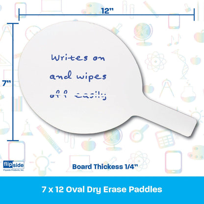 Oval Dry Erase Answer Paddles, 7" x 12", Pack of 6 - Loomini