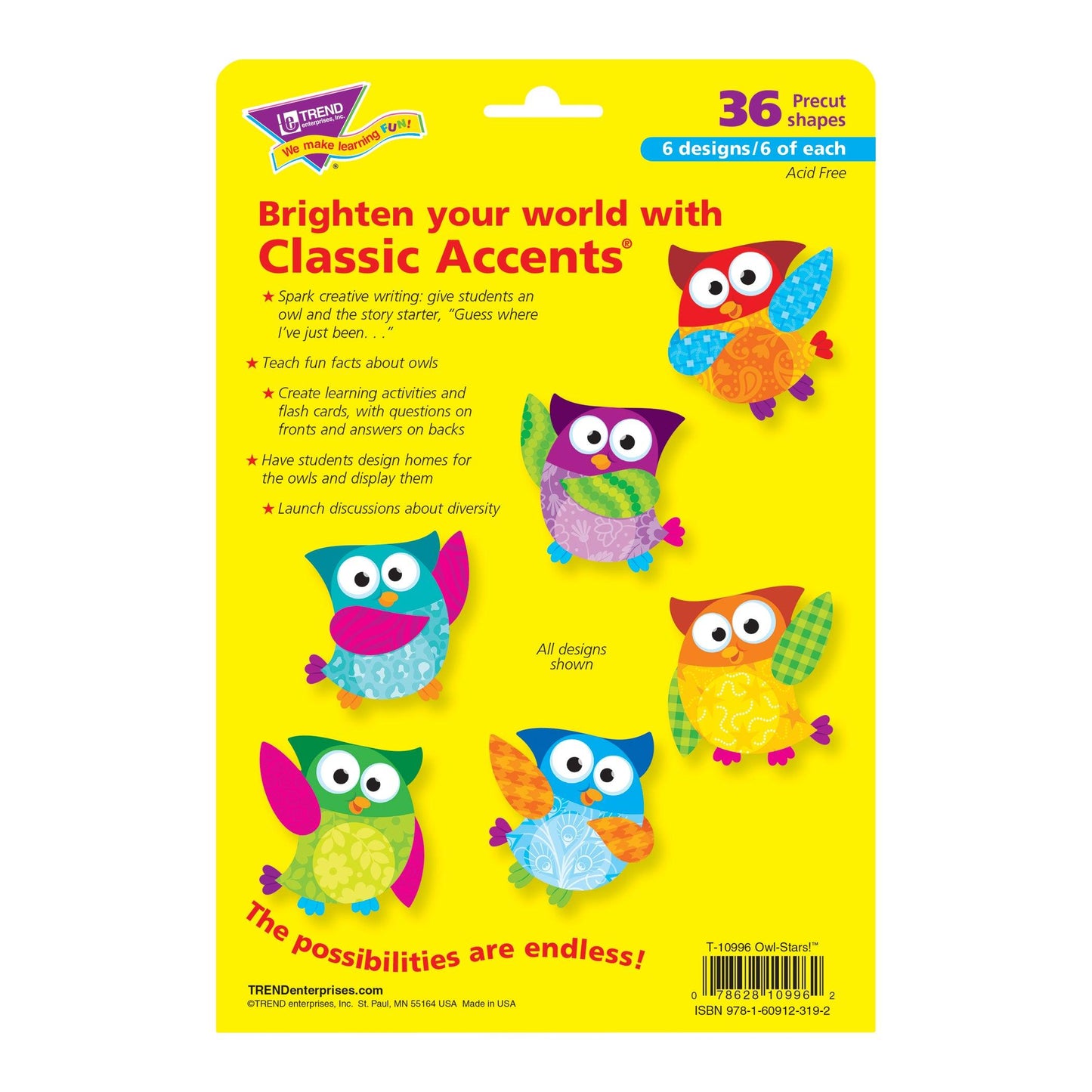 Owl-Stars!® Classic Accents® Variety Pack, 36 Per Pack, 3 Packs - Loomini