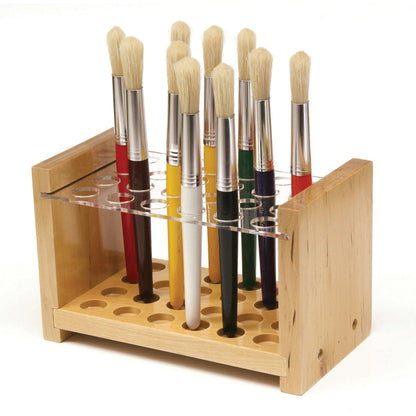 Paint Brush Holder, Wood/Acrylic, 5" x 8.25", 1 Piece - Loomini