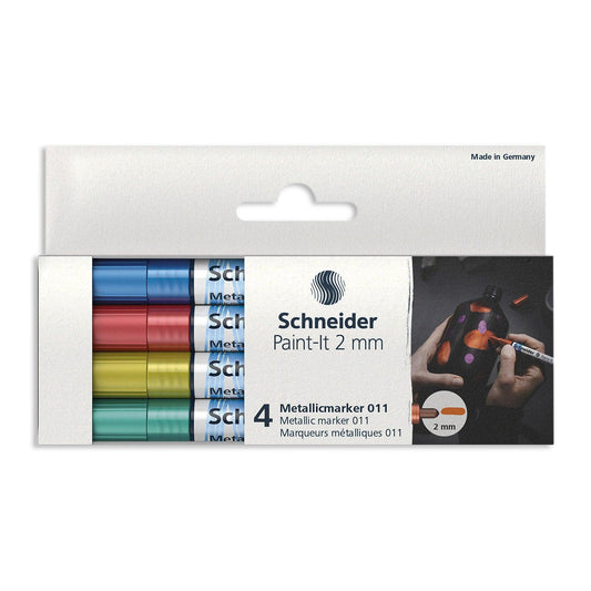 Paint-It 011 Metallic Markers, 2 mm Tip, Wallet, 4 Assorted Ink Colors (Set 2) - Loomini