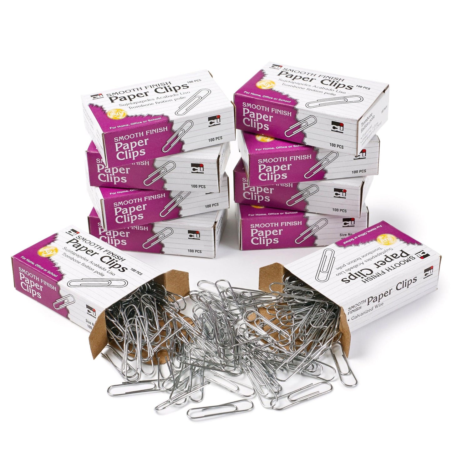 Paper Clips, Jumbo Gem, Nickel Plated, Silver, 100 Per Box, 20 Boxes - Loomini