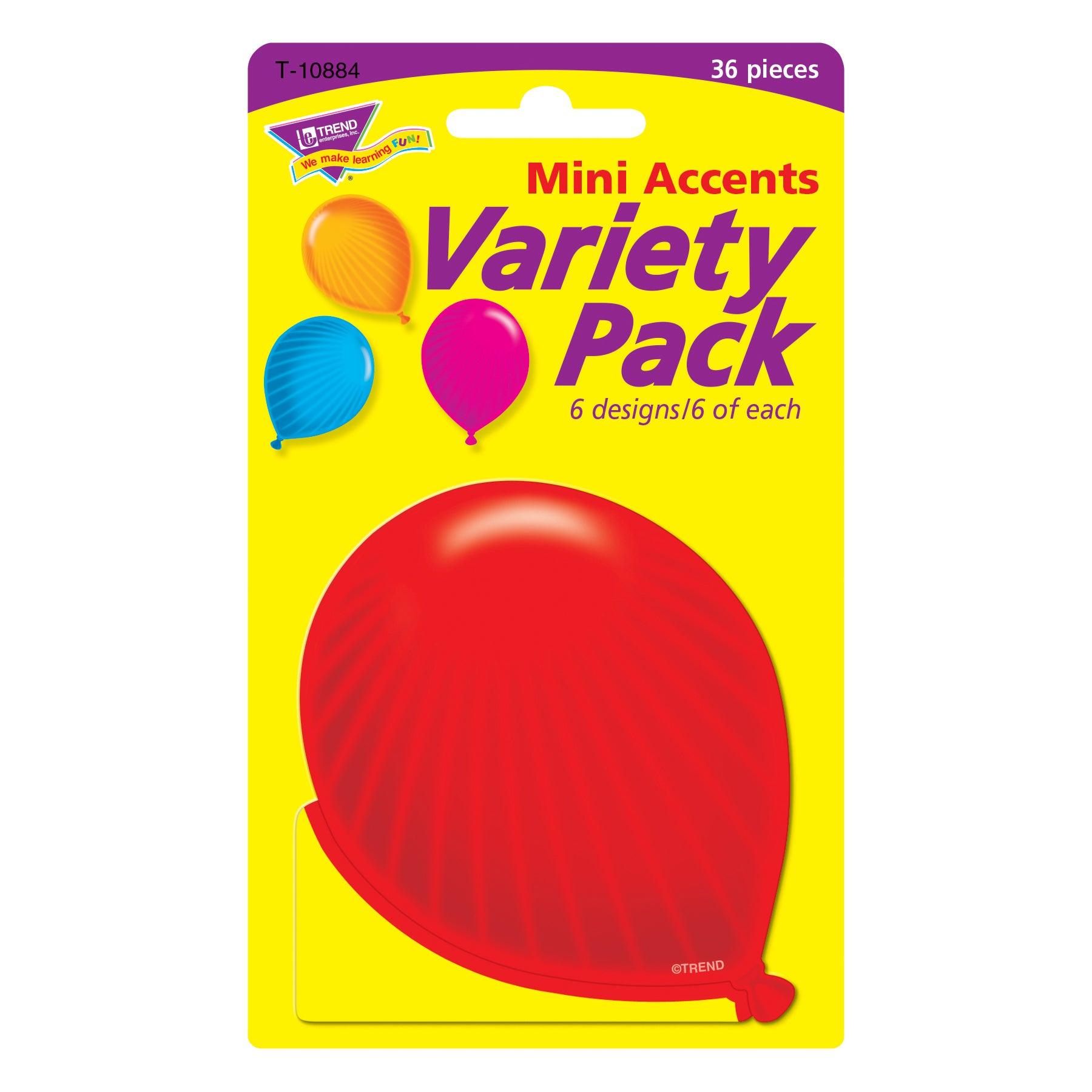 Party Balloons Mini Accents Variety Pack, 36 Per Pack, 6 Packs - Loomini