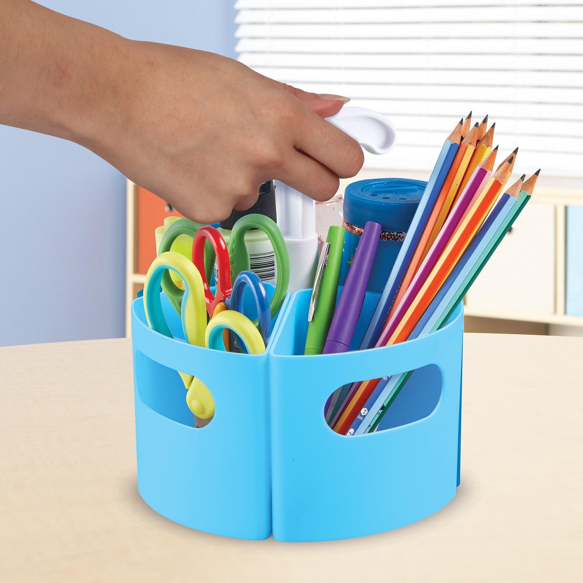 Pastel, Desk and Art and Crafts Organizer, Maker and Crayon Organizer, Homeschool Organizer and Storage Blue, Pack of 2 - Loomini