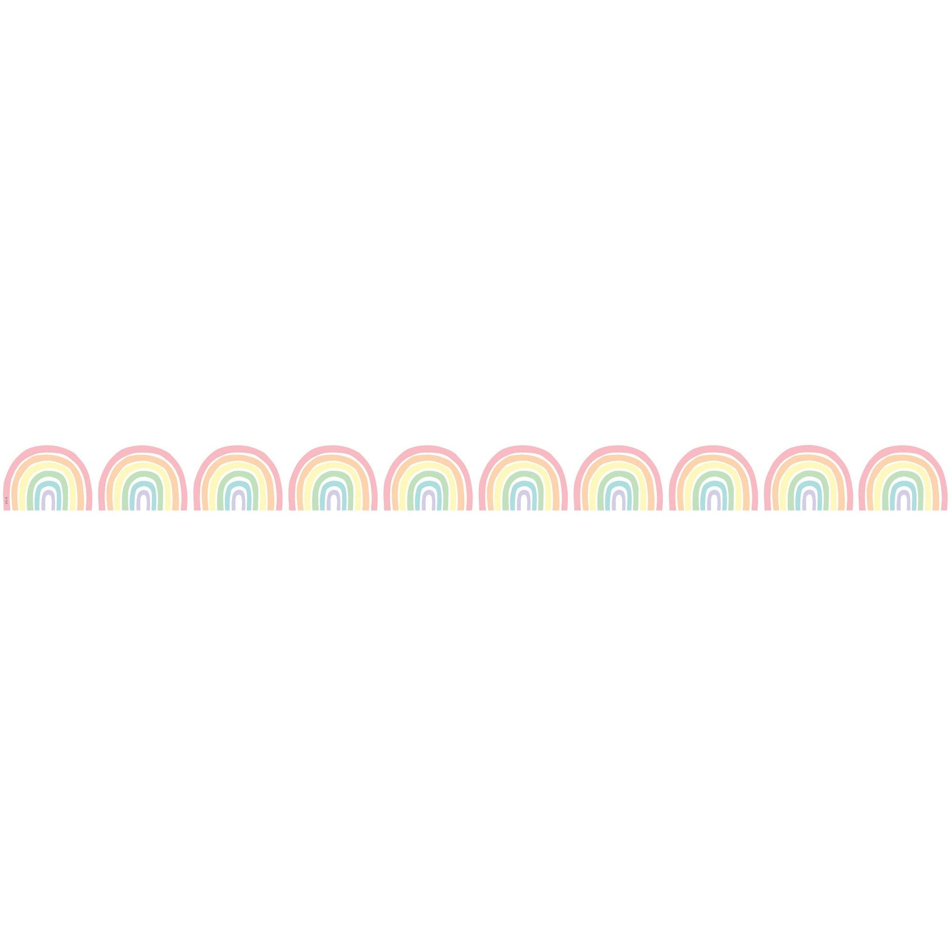 Pastel Pop Rainbows Die-Cut Border Trim, 35 Feet Per Pack, 6 Packs - Loomini