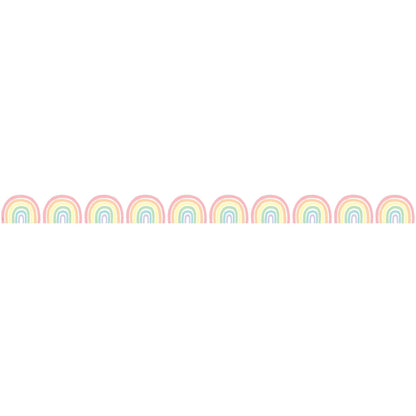 Pastel Pop Rainbows Die-Cut Border Trim, 35 Feet Per Pack, 6 Packs - Loomini