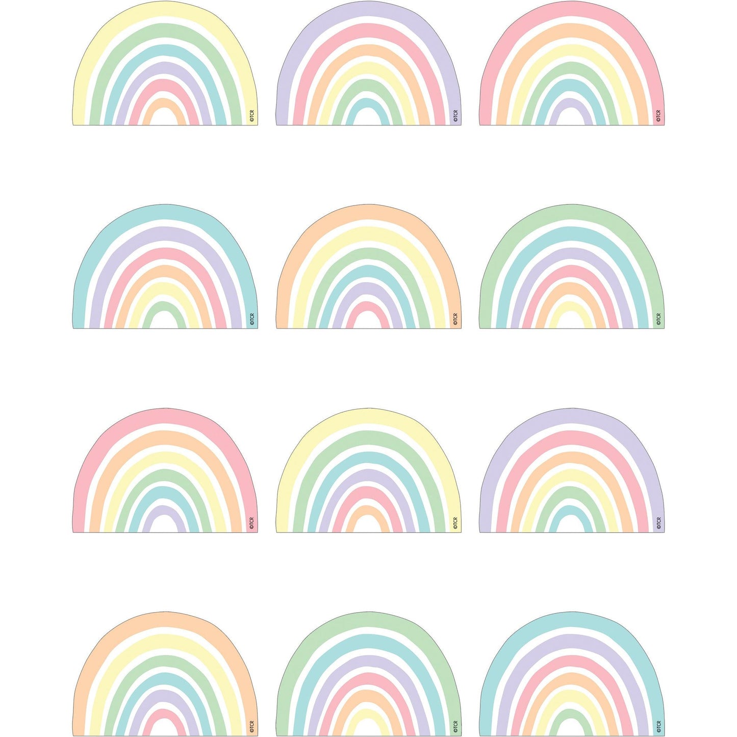 Pastel Pop Rainbows Mini Accents, 36 Per Pack, 6 Packs - Loomini