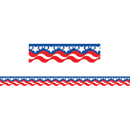 Patriotic Border Trim, 35 Feet Per Pack, 6 Packs - Loomini