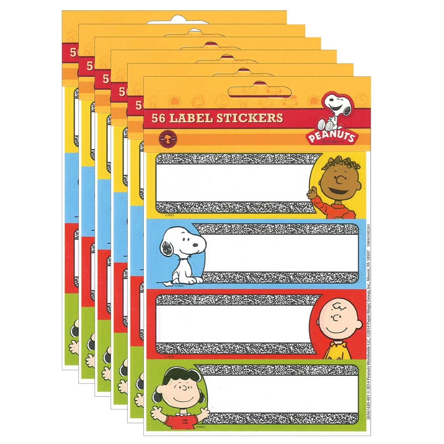 Peanuts® Composition Label Stickers, 56 Per Pack, 6 Packs - Loomini