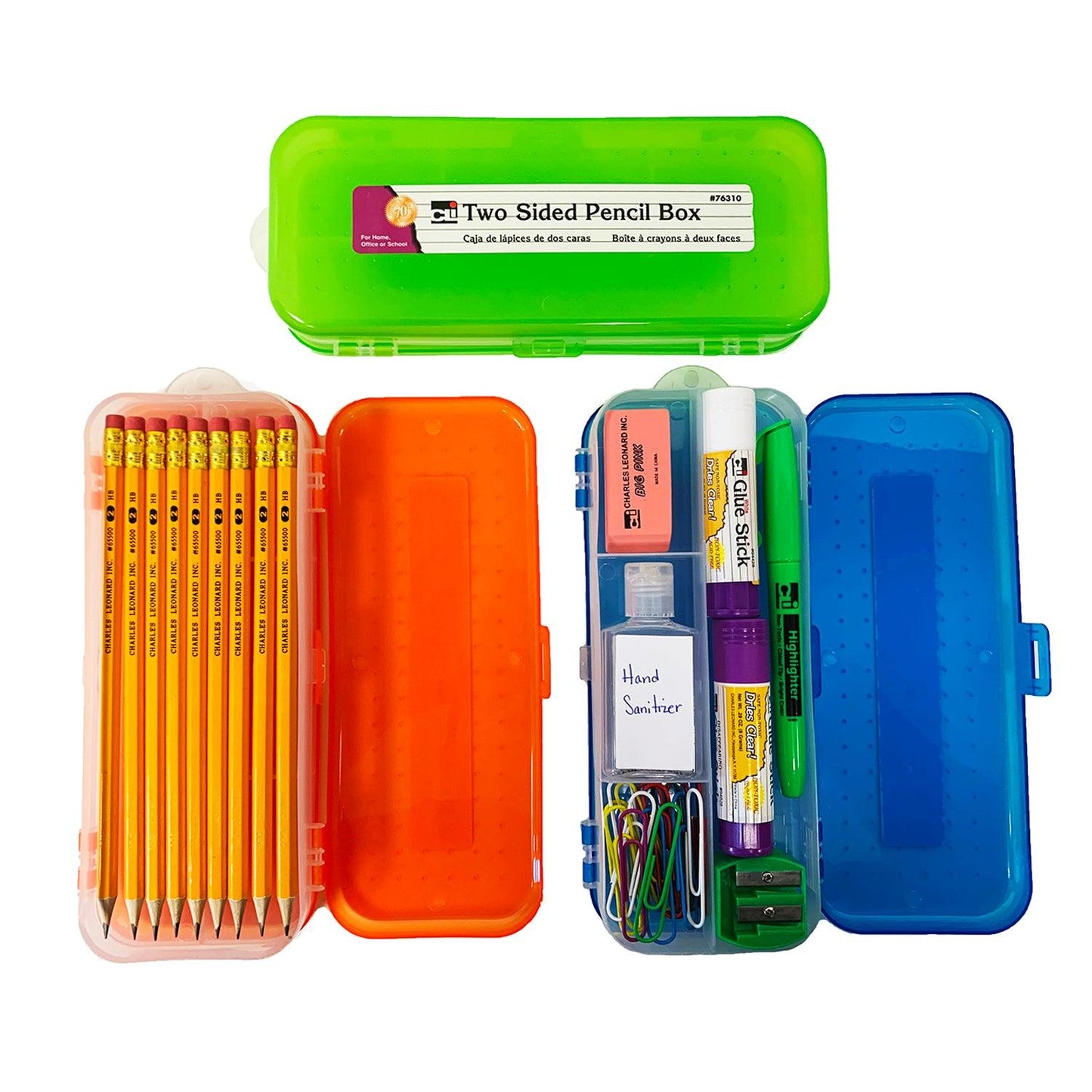 Pencil Box, Double Sided, Assorted Colors, Pack of 24 - Loomini