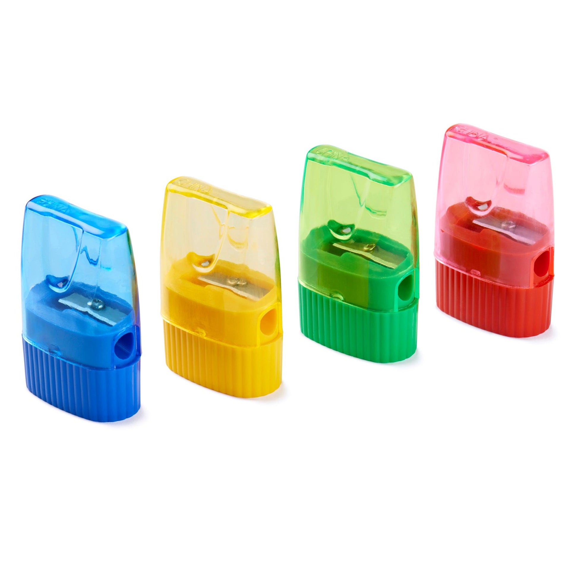 Pencil Sharpener with Cone Shaped Shaving Receptacle, Assorted Colors, 24 Per Pack - Loomini