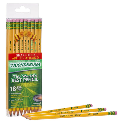 Pencils, #2 Soft, Yellow, Presharpened, 18 Per Pack, 2 Packs - Loomini
