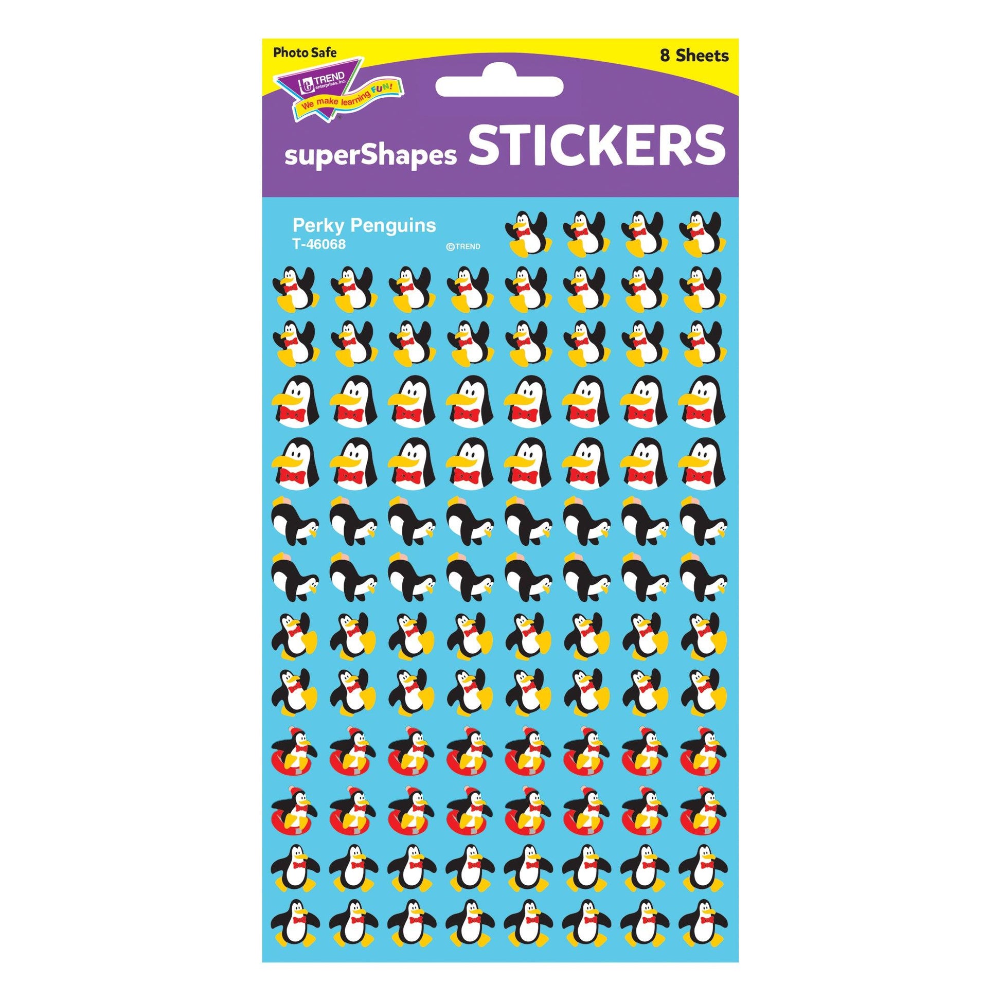 Perky Penguins superShapes Stickers, 800 Per Pack, 6 Packs - Loomini