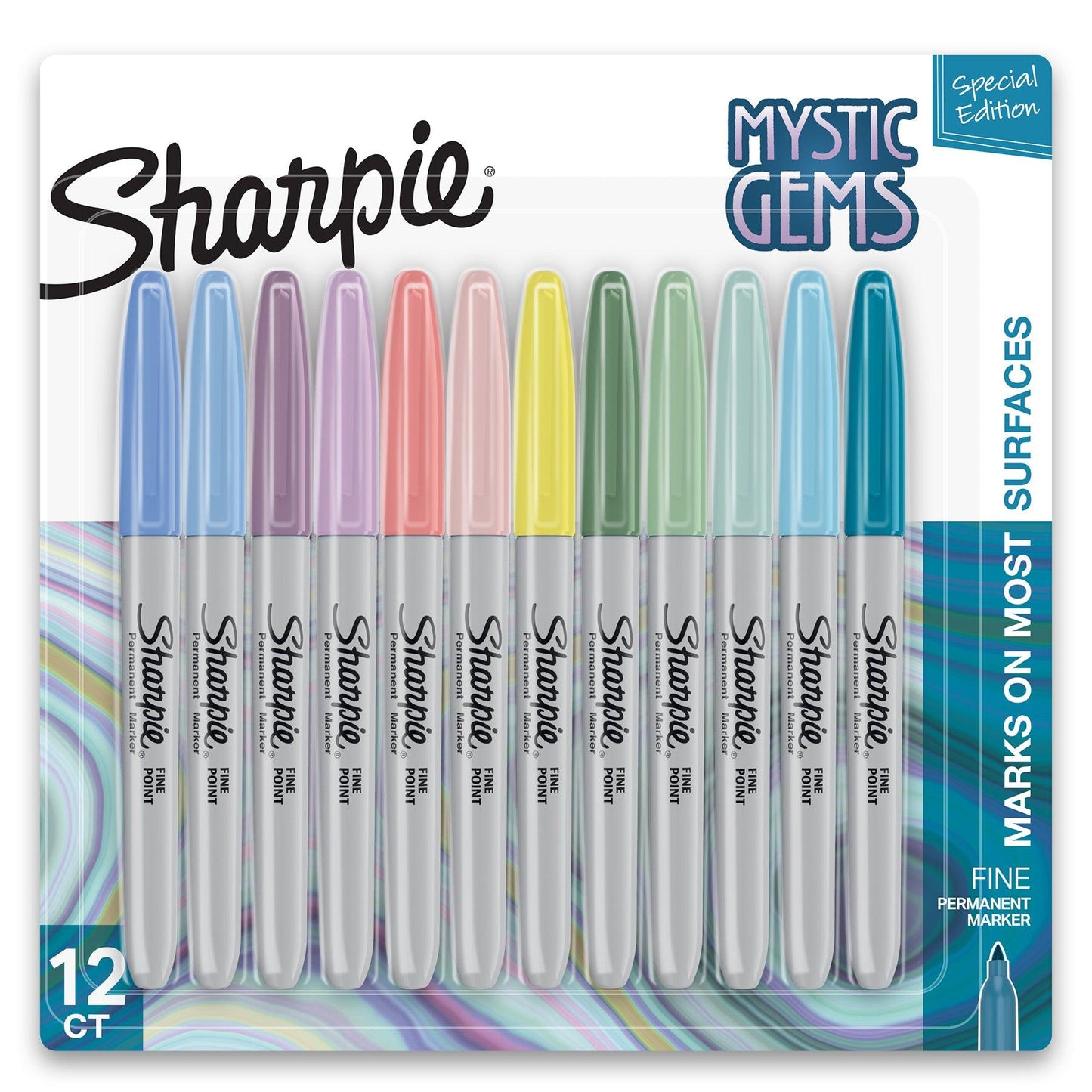 Permanent Markers, Fine Point, Mystic Gem Colors, 12 Count - Loomini