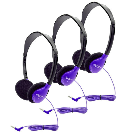 Personal On-Ear Stereo Headphone, Purple, Pack of 3 - Loomini