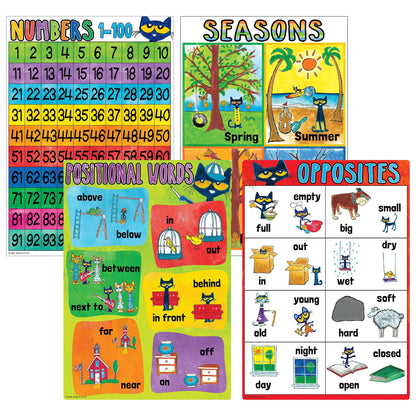 Pete the Cat Early Learning Small Poster Pack, 11" x 15-3/4", Pack of 12 - Loomini