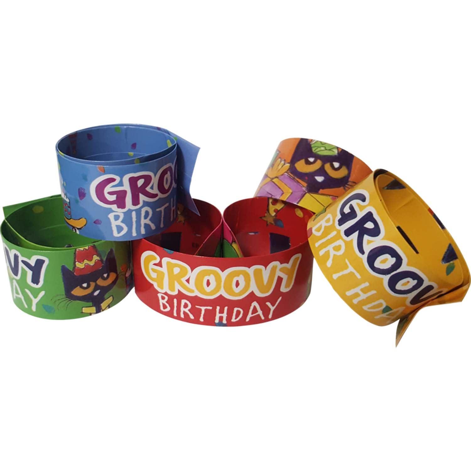 Pete the Cat® Groovy Birthday Slap Bracelets, 10 Per Pack, 6 Packs - Loomini