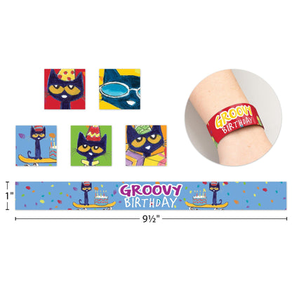 Pete the Cat® Groovy Birthday Slap Bracelets, 10 Per Pack, 6 Packs - Loomini