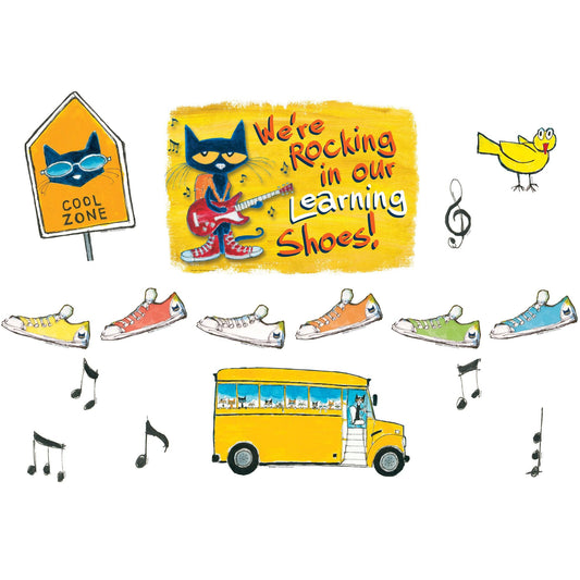 Pete the Cat We're Rocking in Our Learning Shoes Bulletin Board Set - Loomini