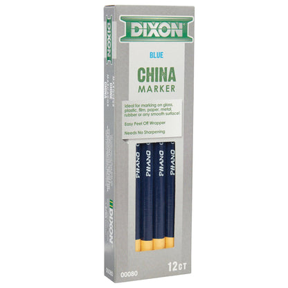 Phano China Markers, Blue, 12 Per Pack, 2 Packs - Loomini