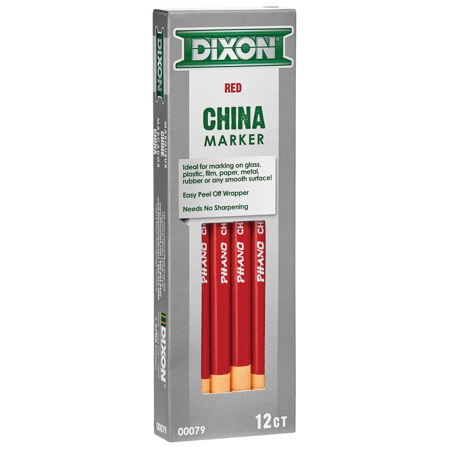 Phano China Markers, Red, 12 Per Pack, 2 Packs - Loomini