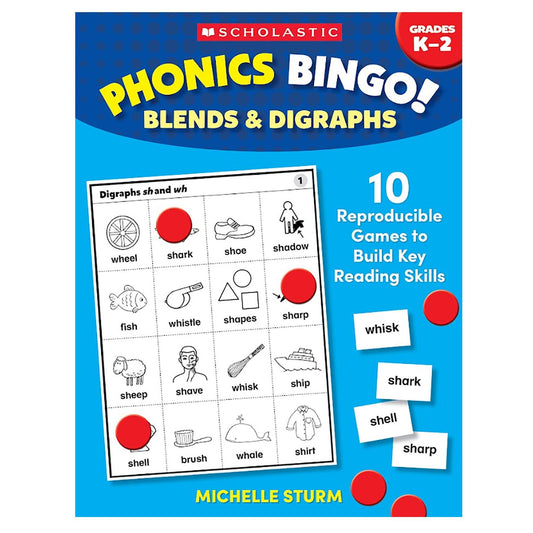 Phonics Bingo: Blends & Digraphs Activity Book - Loomini