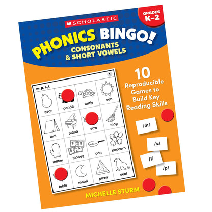 Phonics Bingo: Consonants & Short Vowels Activity Book - Loomini