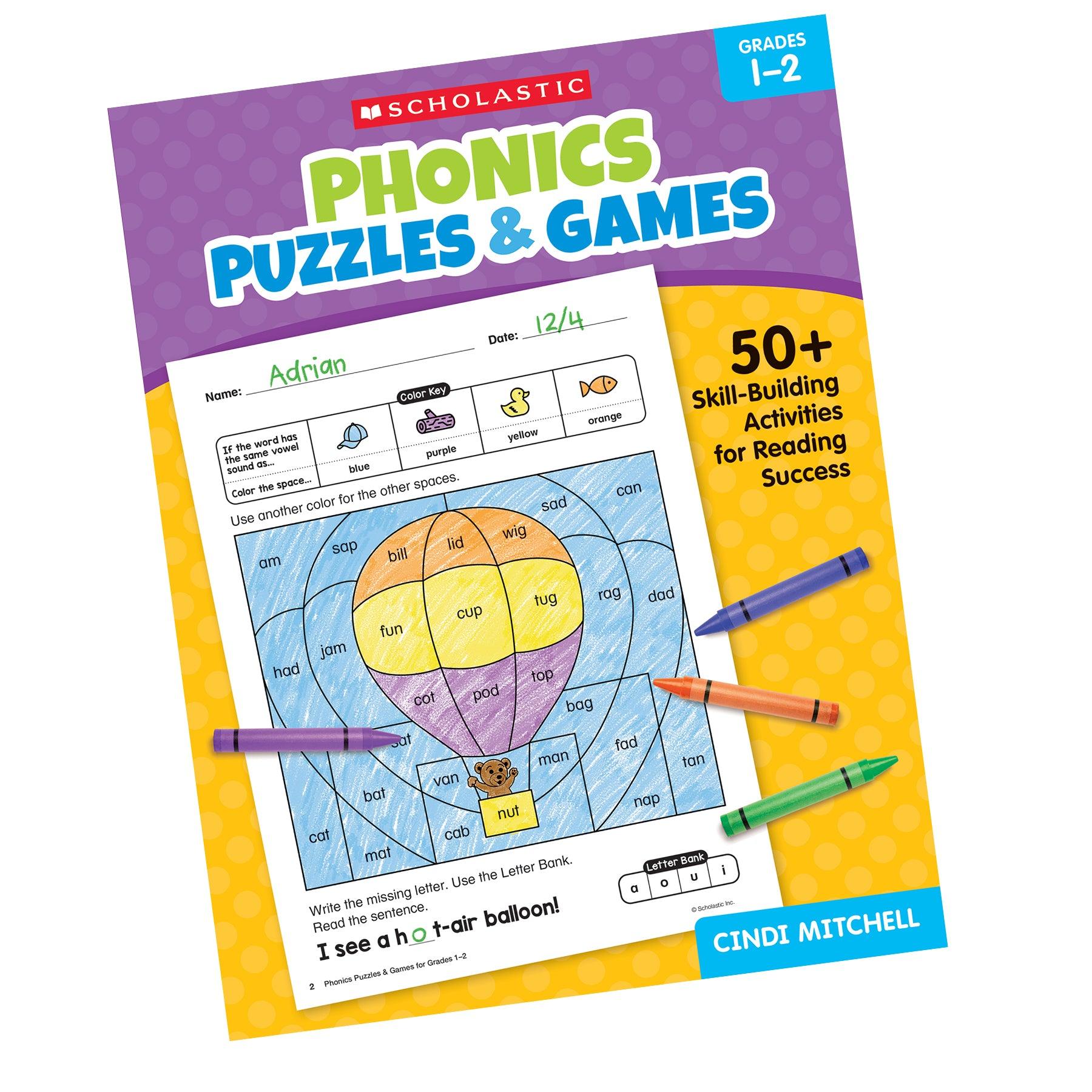 Phonics Puzzles & Games Activity Book for Grades 1-2 - Loomini