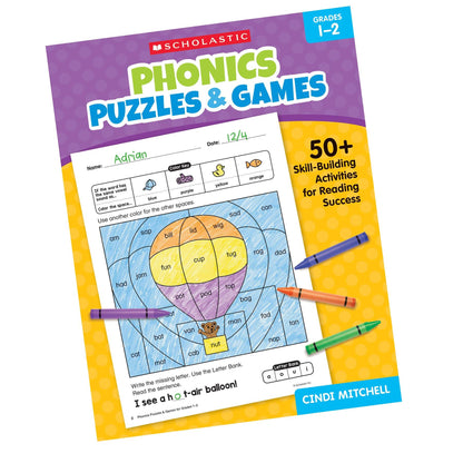 Phonics Puzzles & Games Activity Book for Grades 1-2 - Loomini