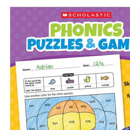 Phonics Puzzles & Games Activity Book for Grades 1-2 - Loomini
